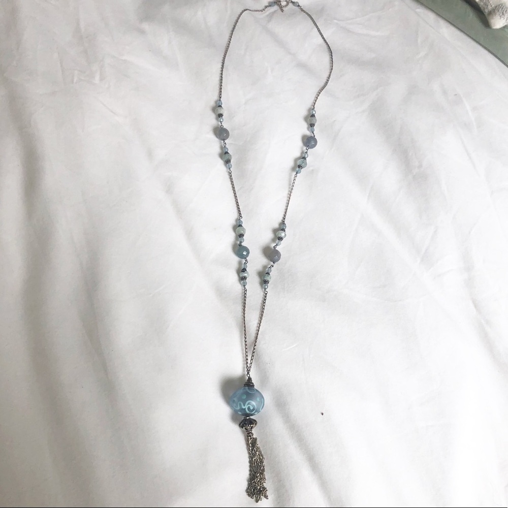 Pale Blue Beaded Necklace